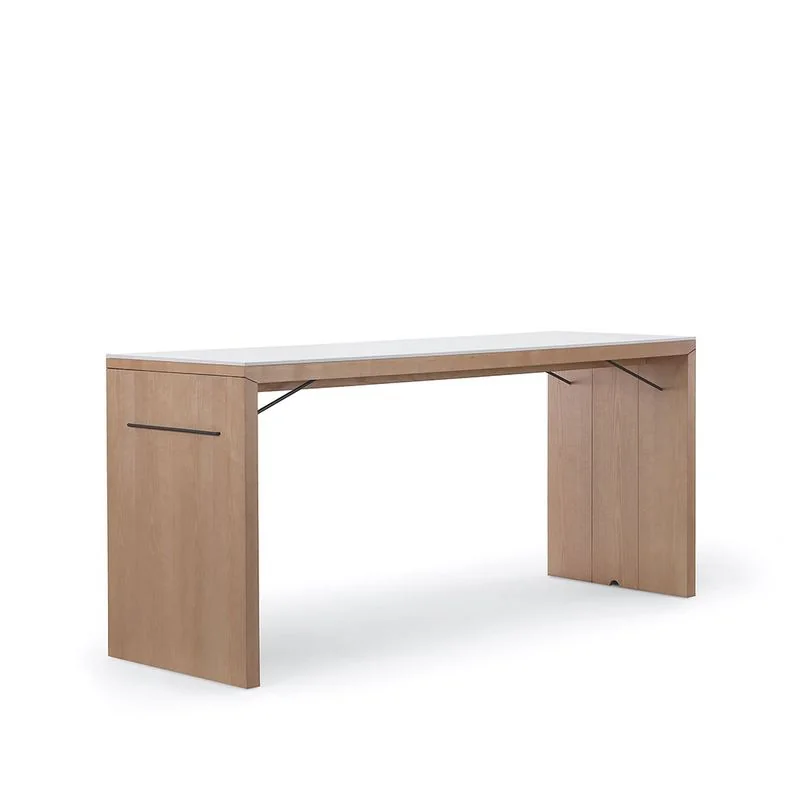 Counter Table Light walnut counter-height table with panel legs