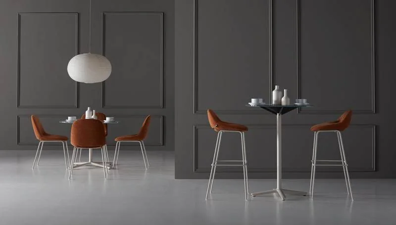 Bistro Tables and Stools Rust counter stools at round bistro tables