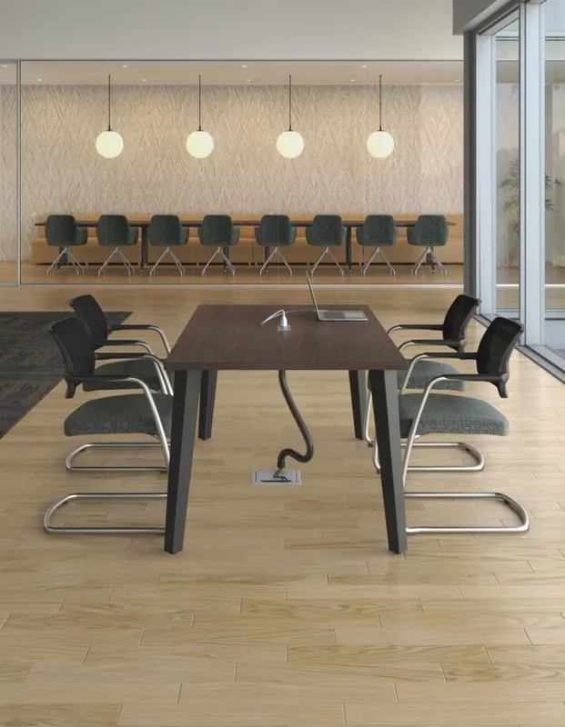 Conference Table Conference table with cantilever chairs and power grommet