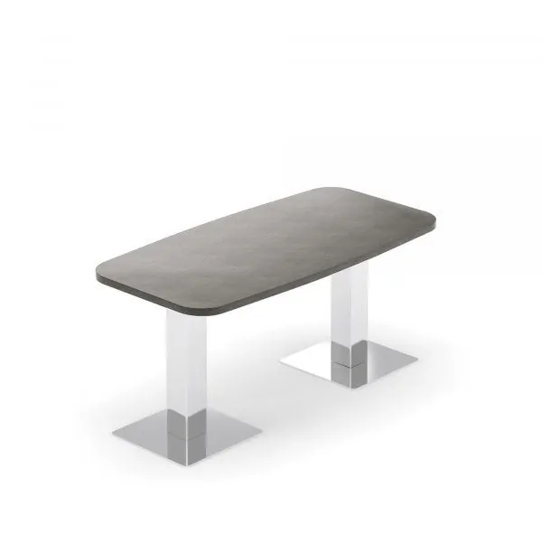 Racetrack Table Racetrack meeting table with polished pedestal bases