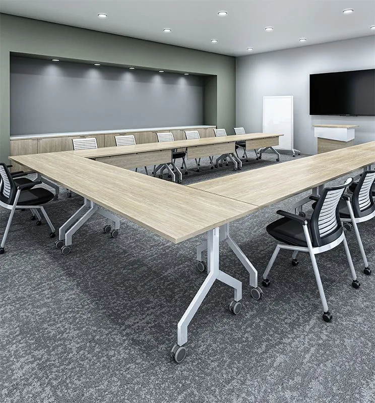 Training Room U-shaped training tables with mesh chairs