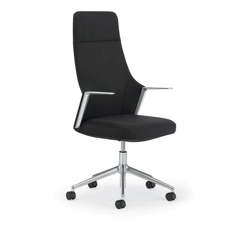 High-Back Executive Chair Black high-back executive chair with polished arms