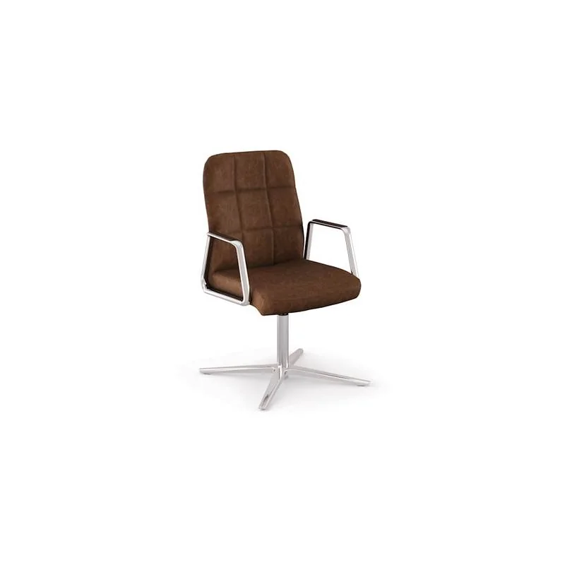 Conference Chair Brown quilted conference chair with polished arms