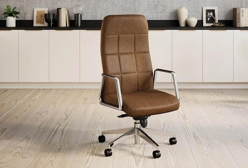 Executive Chair Brown quilted executive chair in a modern kitchen