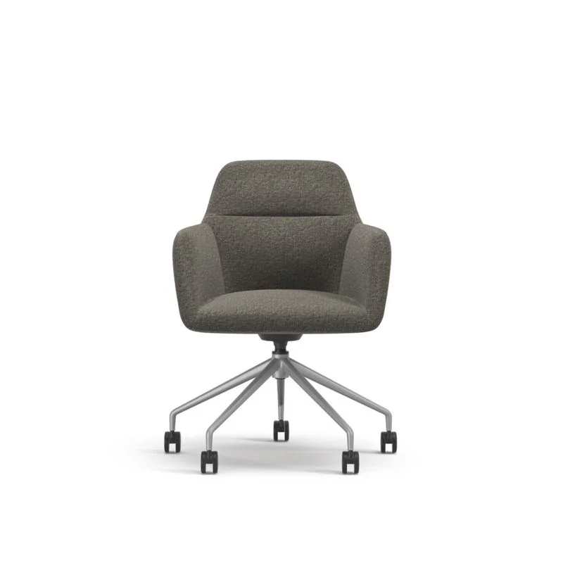 Conference Chair Charcoal upholstered conference armchair on polished base