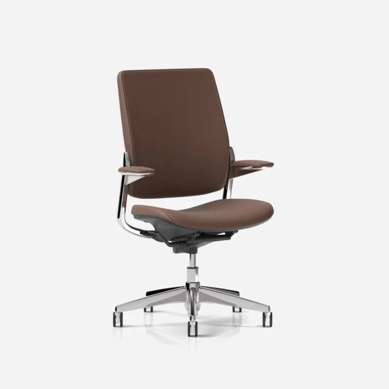 Executive Chair Chocolate leather executive chair with chrome arms