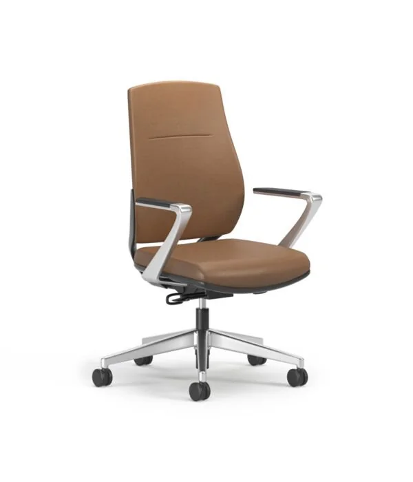 Executive Chair Cognac leather executive chair with polished arms