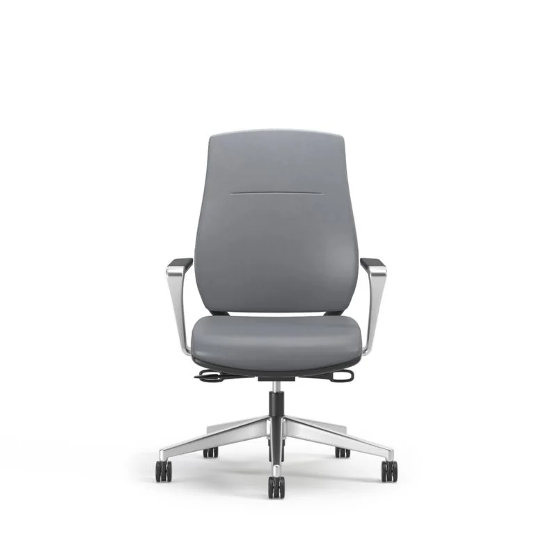 High-Back Executive Chair Gray leather high-back executive chair