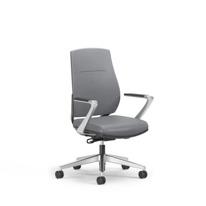 Conference Chair Gray mid-back conference chair with polished arms