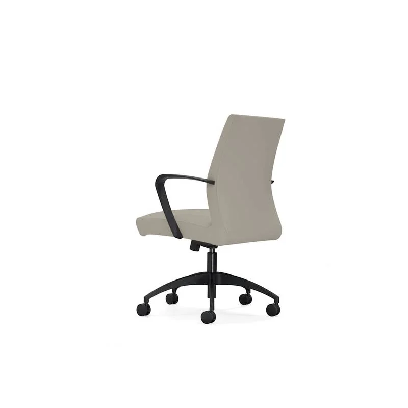 Conference Chair Greige conference chair with black loop arms, back view