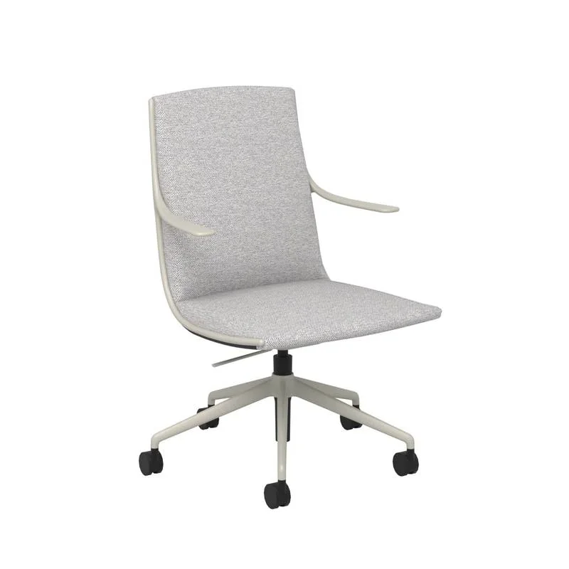 Conference Chair Light gray upholstered conference chair on white base
