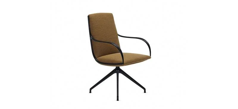 Conference Chair Tan upholstered conference chair on four-star base