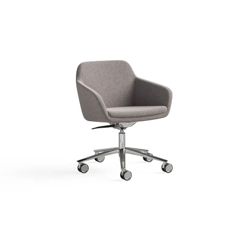 Conference Chair Taupe upholstered tub conference chair on casters
