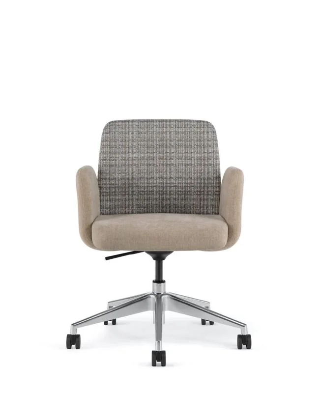 Conference Armchair Upholstered conference armchair with tweed back and oatmeal seat