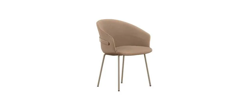 Blush upholstered guest armchair on slim legs