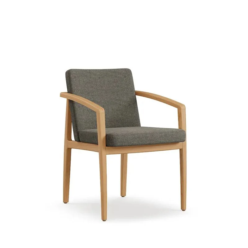 Charcoal fabric guest armchair with oak frame