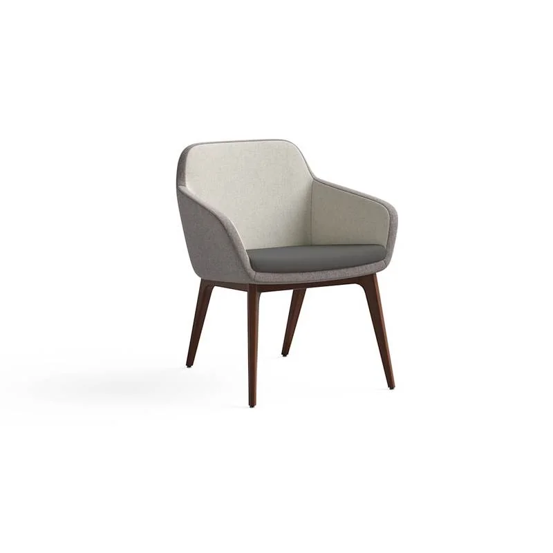 Cream and charcoal two-tone guest armchair with wood legs