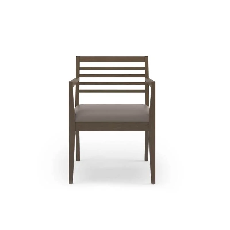 Dark wood ladder-back guest armchair