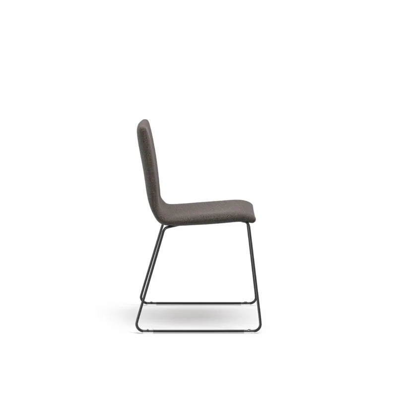 Gray upholstered side chair on sled base