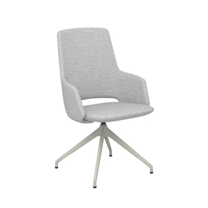 Light gray high-back side chair on four-star swivel base