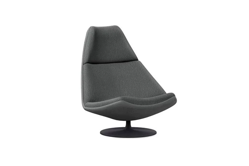 Charcoal high-back swivel lounge chair