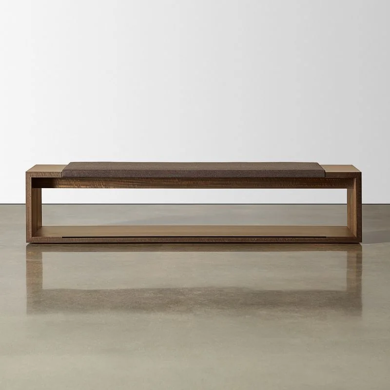 Dark walnut bench with a framed base