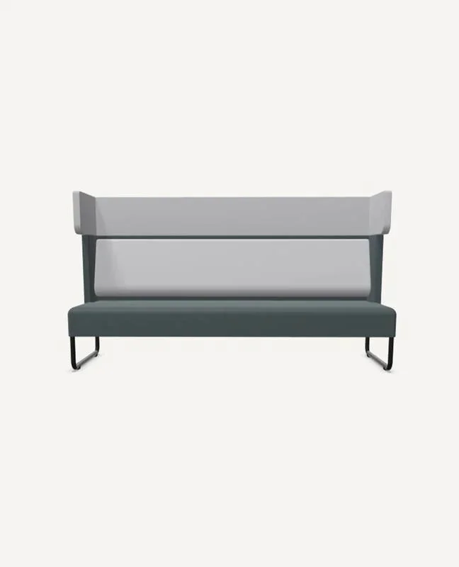 Gray bench with a high privacy back