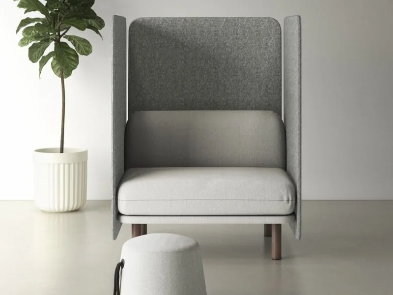 Gray high-back privacy lounge chair
