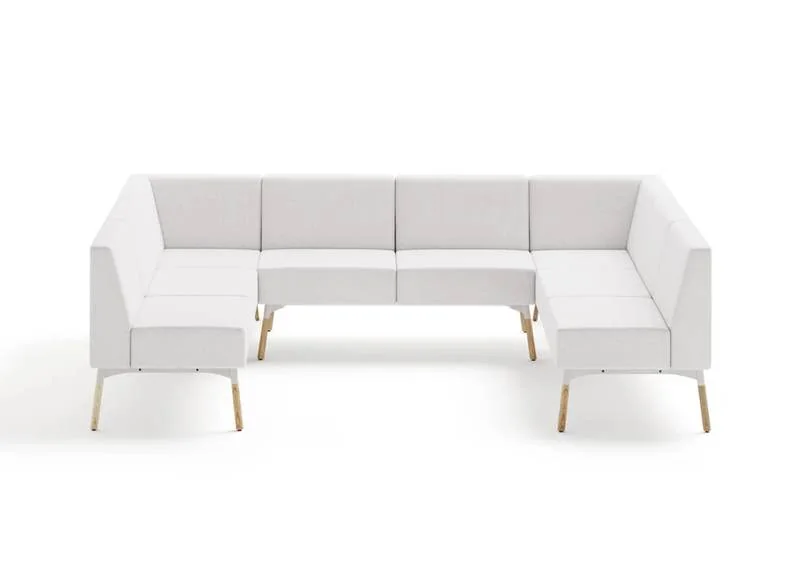 White U-shaped modular lounge seating with wood legs