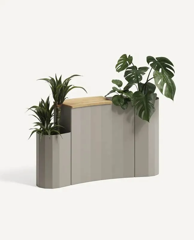 Planter Gray modular planter with wood top
