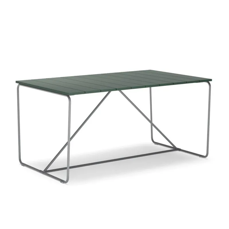 Outdoor Table Green outdoor dining table with metal frame