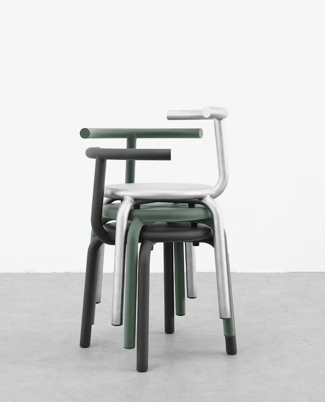 Outdoor Stools Stacked green outdoor stools