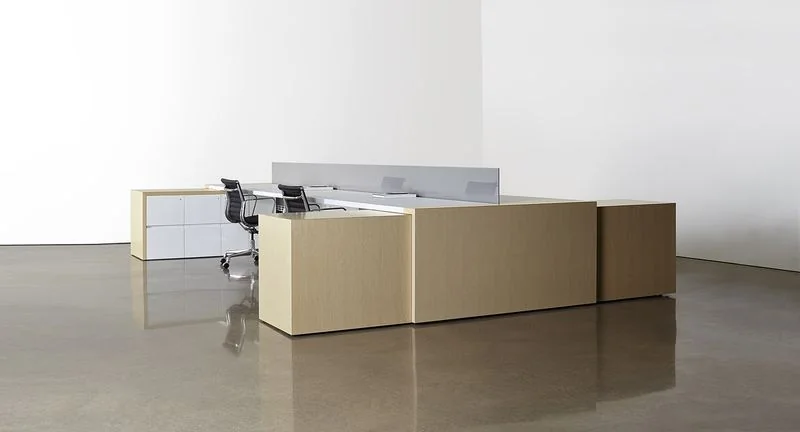 Private Office Desk Light oak private office desk with return