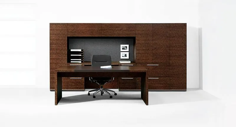 Executive Desk Walnut executive desk and storage wall