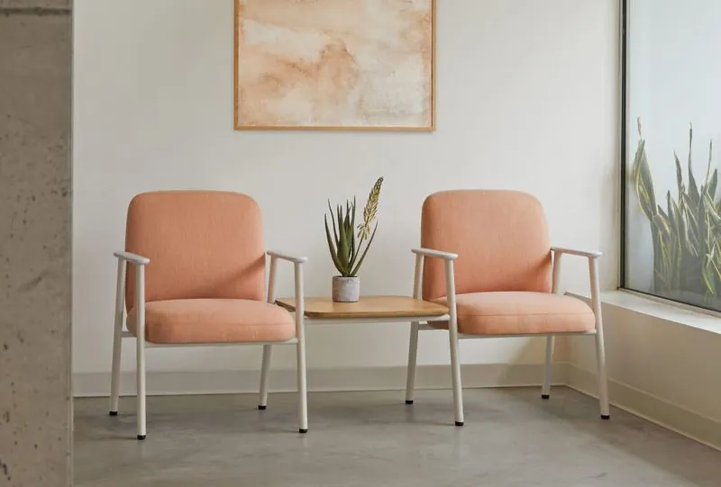 Waiting Chairs Coral upholstered waiting chairs with side table