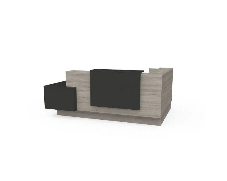 Reception Desk Gray and black reception desk with layered front