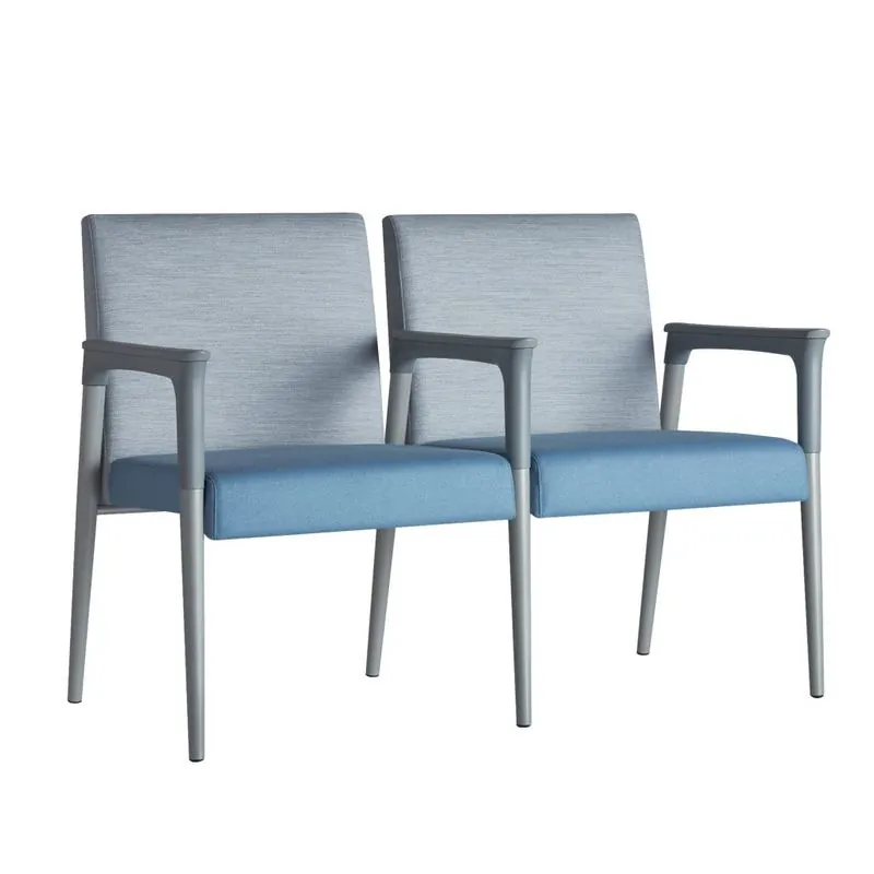 Two-Seat Waiting Chairs Two-seat waiting chair with blue seats and gray frame