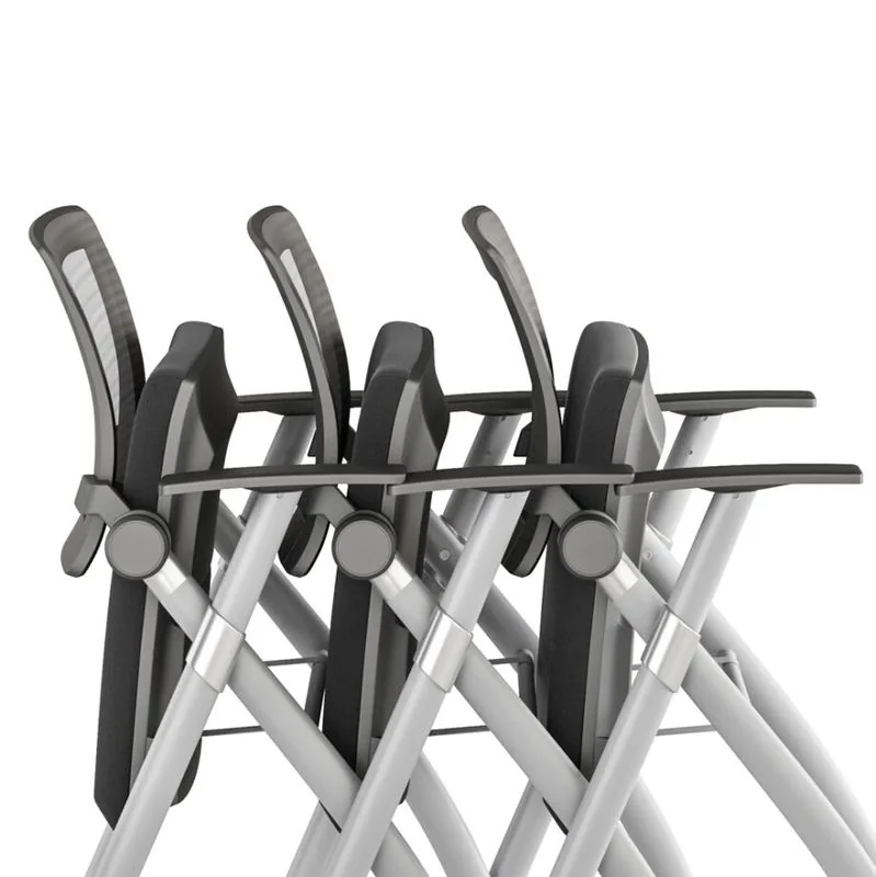 Nesting Training Chairs Black nesting training chairs with flip seats, shown nested