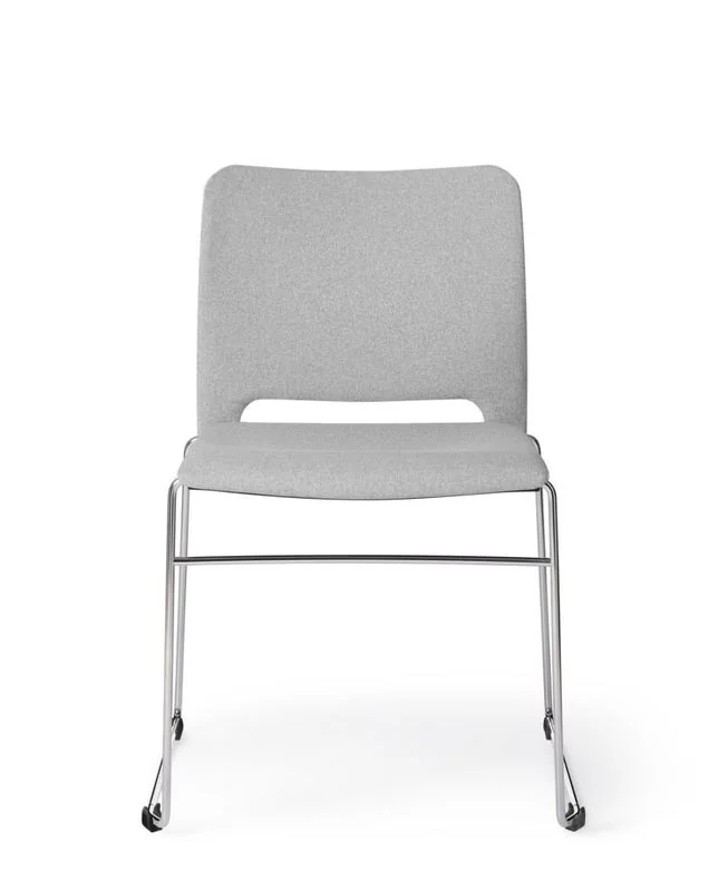 Stacking Chair Gray poly stacking chair on chrome sled base