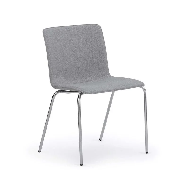 Stacking Chair Gray upholstered four-leg stacking chair