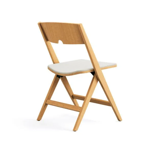 Folding Chair Oak folding chair with white seat pad
