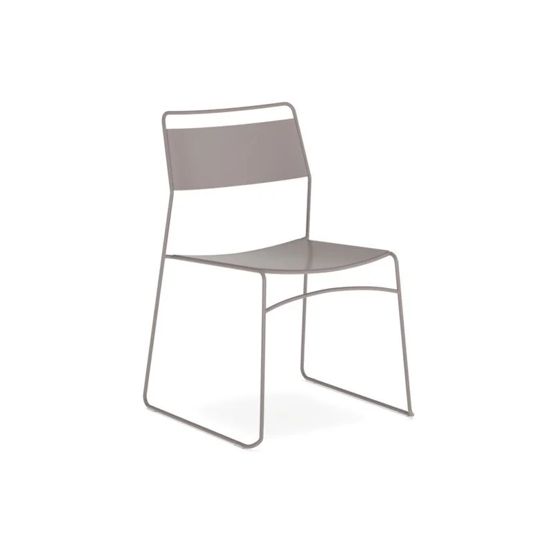 Stacking Chair Taupe sling-seat stacking chair on wire frame