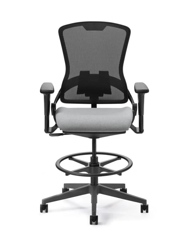 Drafting Stool Black mesh ergonomic drafting stool with foot ring