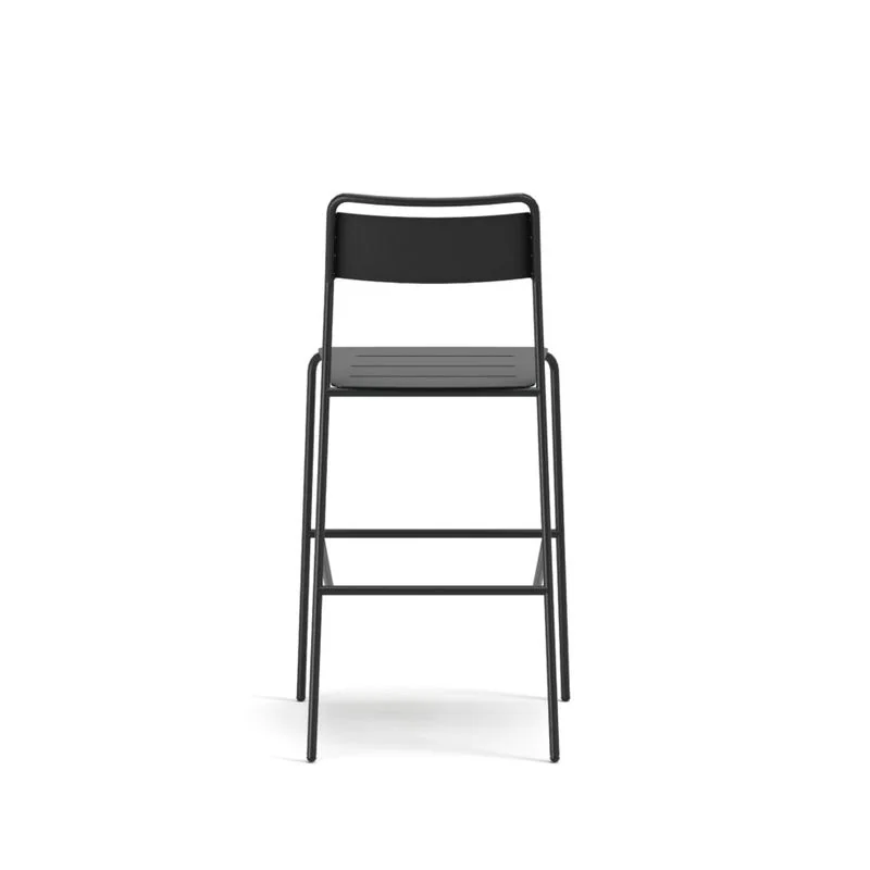 Bar Stool Black metal bar stool with slatted back