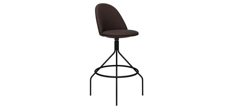 Counter Stool Black upholstered shell stool on four-leg base with foot ring
