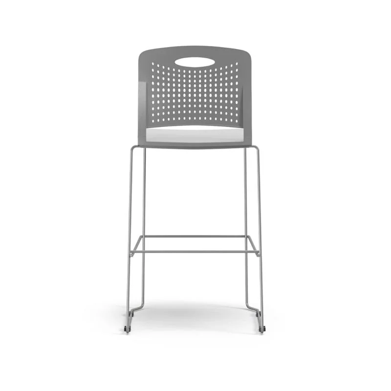 Bar Stool Gray perforated-back bar stool on chrome frame