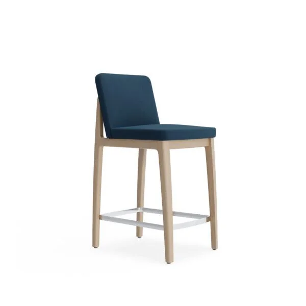 Counter Stool Navy upholstered counter stool with light oak legs