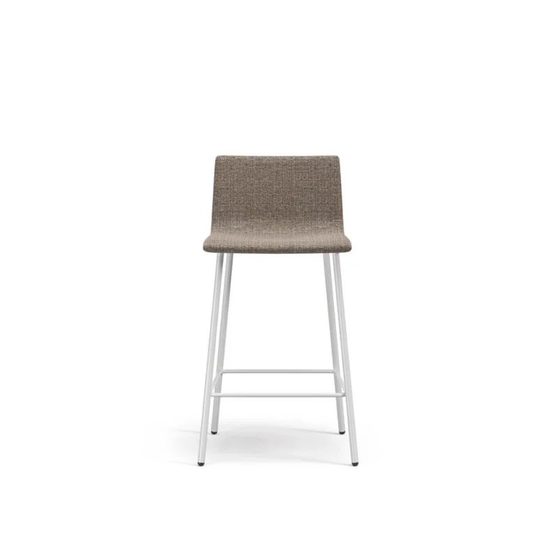 Counter Stool Taupe upholstered counter stool, front view