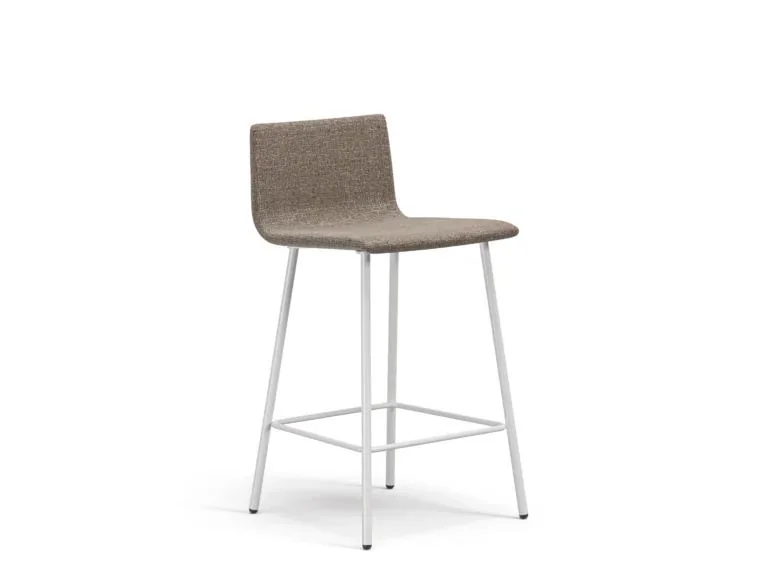 Counter Stool Taupe upholstered counter stool on white frame
