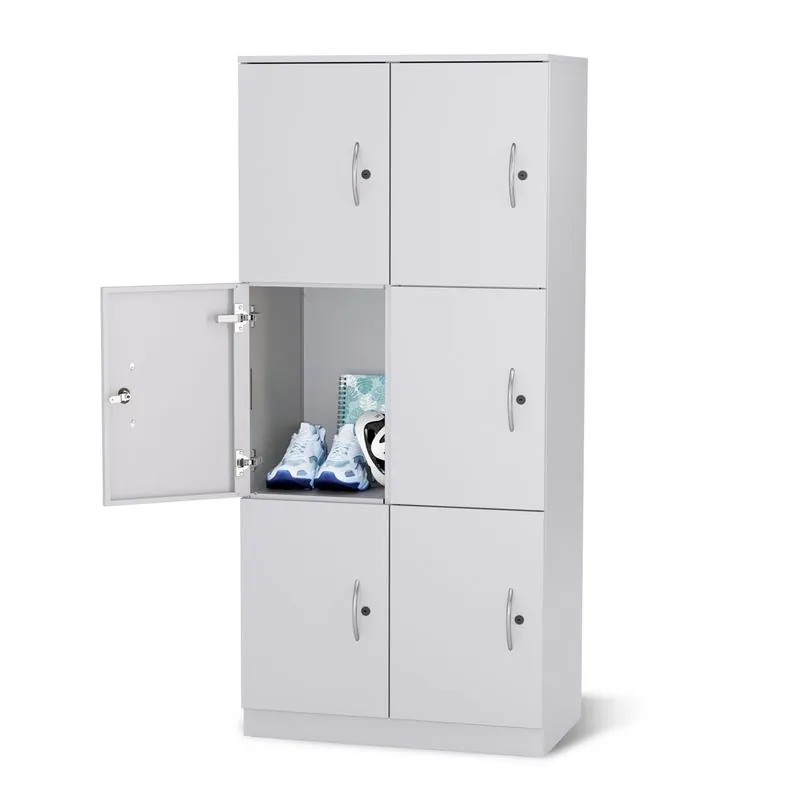 White six-door personal lockers